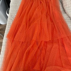 Orange long skirt